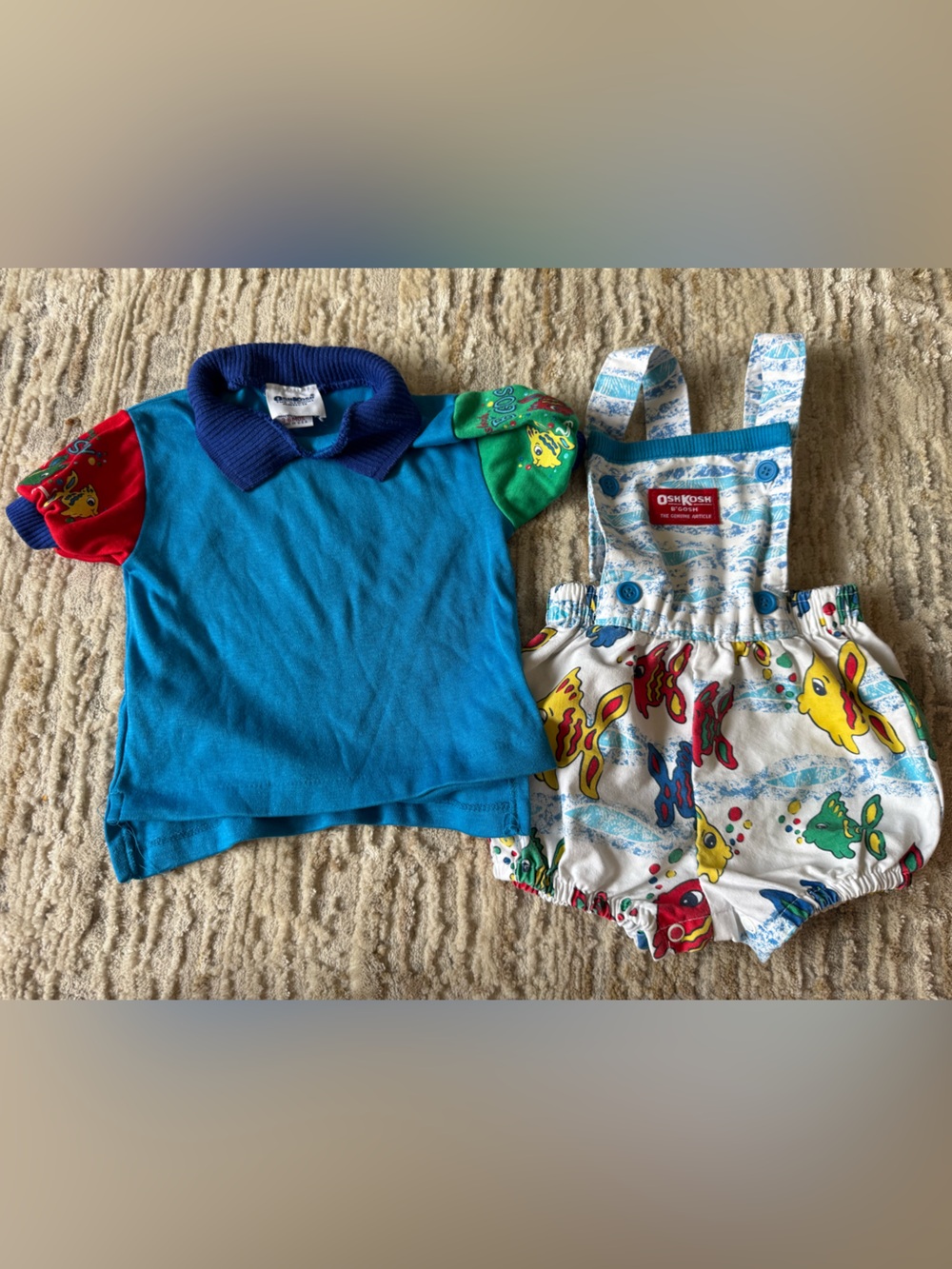OshKosh B'Gosh fish bowl bubble romper and shirt 1990s 3/6 months